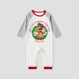 Christmas Matching Family Pajamas Cartoon Christmas Wreath Puppy Dog White Pajamas Set