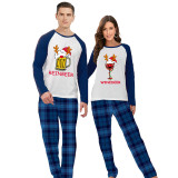 Christmas Couple Pajamas Matching Sets Man Reinbeer & Women Winedeer Adult Loungwear Green Pajamas Set