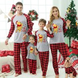 Christmas Matching Family Pajamas Cartoon Let it Snow Teddy Bear Green Pajamas Set