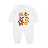 Christmas Matching Family Pajamas Cartoon HO HO HO White Pajamas Set