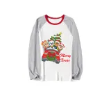 Christmas Matching Family Pajamas Cartoon Puppy Dog Christmas Car White Pajamas Set