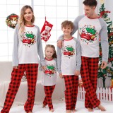 Christmas Matching Family Pajamas Cartoon String Light Car Green Pajamas Set