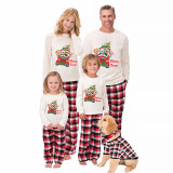 Christmas Matching Family Pajamas Cartoon Puppy Dog Christmas Car White Pajamas Set