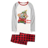 Christmas Matching Family Pajamas Cartoon Puppy Dog Christmas Car White Pajamas Set