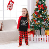 Christmas Matching Family Pajamas Cartoon Mouse Castle Merry Christmas Black White Plaids Pajamas Set