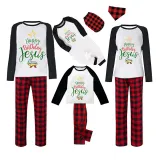 Christmas Matching Family Pajamas Happy Birthday Jesus Plaids Pants Pajamas Set
