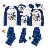 Christmas Matching Family Pajamas Santa Believe Crosses Blue Pajamas Set