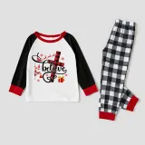 Christmas Matching Family Pajamas Santa Believe Crosses Gray Pajamas Set