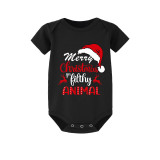 Christmas Matching Family Pajama Merry Christmas Hat Ya Filthy Animal Black Pajamas Set