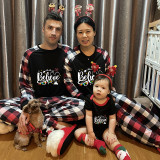 Christmas Matching Family Pajamas Cartoon Mouse Believe Santa Black White Plaids Pajamas Set
