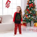 Christmas Matching Family Pajamas Cartoon Mouse Light String Tree Black White Plaids Pajamas Set