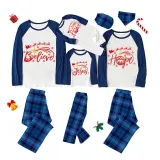 Christmas Matching Family Pajamas Believe Hope Santa Reindeer Blue Pajamas Set
