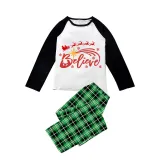 Christmas Matching Family Pajamas Believe Hope Santa Reindeer Blue Pajamas Set