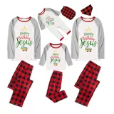 Christmas Matching Family Pajamas Happy Birthday Jesus Plaids Pants Pajamas Set