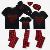 Christmas Matching Family Pajamas Family Seamless Heart Black Short Pajamas Set