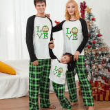 Christmas Matching Family Pajamas Love Jesus Green Pajamas Set