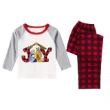 Christmas Matching Family Pajamas Joy with Christians Plaids Pants Pajamas Set