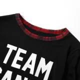 Plus Size Christmas Family Matching Pajamas Sets Team Santa Slogan Top and Red Plaids Pants