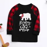 Christmas Family Matching Pajamas White Bear Baby Its Cold Outside Red Plaids Pant Family Pajamas Sets