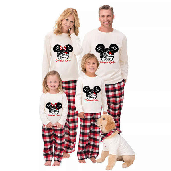 Christmas Matching Family Pajamas Cartoon Mouse 2023 Family Christmas Cruise White Pajamas Set