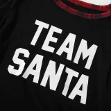 Plus Size Christmas Family Matching Pajamas Sets Team Santa Slogan Top and Red Plaids Pants