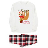 Christmas Matching Family Pajamas Sloth Christmas Gift White Pajamas Set