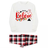 Christmas Matching Family Pajamas Cartoon Mouse Believe Santa White Pajamas Set