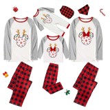 Christmas Matching Family Pajamas Cartoon Mouse Light Strings Deer White Pajamas Set