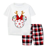 Christmas Matching Family Pajamas Cartoon Mouse Light Strings Deer White Short Pajamas Set