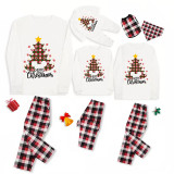 Christmas Matching Family Pajamas Cartoon Mouse Merry Christmas Tree White Pajamas Set