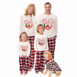 Christmas Matching Family Pajamas Cartoon Mouse Merry Christmas Santa Fireworks White Pajamas Set