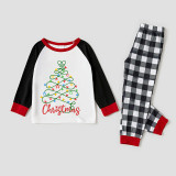Christmas Matching Family Pajamas Cartoon Mouse Light String Tree Black Pajamas Set