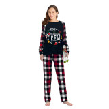 2024 Christmas Matching Family Pajamas Christmas Crew Wreath Black Red Plaids Pajamas Set