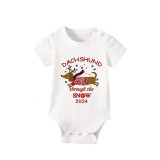 2024 Christmas Matching Family Pajamas Dachshund Through The Snow Short Pajamas Set