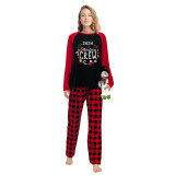 2024 Christmas Matching Family Pajamas Christmas Crew Wreath Black Red Plaids Pajamas Set