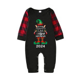 2024 Christmas Matching Family Pajamas Exclusive Design Naughty List Elf Black Pajamas Set