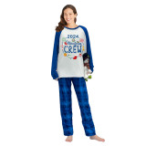 2024 Christmas Matching Family Pajamas Exclusive Design Christmas Crew Wreath Blue Plaids Pajamas Set