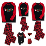 2024 Believe Christmas Matching Family Pajamas Snowman Love Christmas Black Red Plaids Pajamas Set
