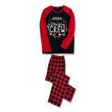 2024 Christmas Matching Family Pajamas Christmas Crew Wreath Black Red Plaids Pajamas Set