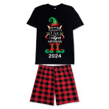 2024 Christmas Matching Family Pajamas Exclusive Design Naughty List Elf Black Pajamas Set
