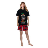 2024 Christmas Matching Family Pajamas Exclusive Design Naughty List Elf Black Pajamas Set