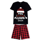 2024 Christmas Matching Family Pajamas Red Plaid Xmas Hat You Serious Clark Letters Black Set With Baby Pajamas