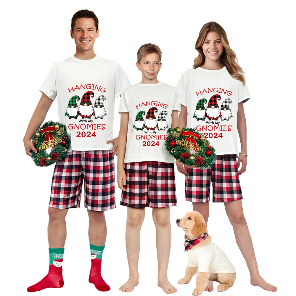 2024 Christmas Matching Family Pajamas Hanging With My Gnomies Short Pajamas Set