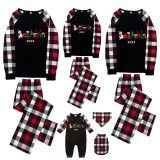 2024 Believe Christmas Matching Family Pajamas Snowman Love Christmas Black Red Plaids Pajamas Set