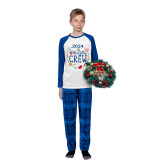 2024 Christmas Matching Family Pajamas Exclusive Design Christmas Crew Wreath Blue Plaids Pajamas Set