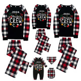 2024 Christmas Matching Family Pajamas Christmas Crew Wreath Black Red Plaids Pajamas Set