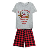2024 Christmas Matching Family Pajamas Dachshund Through The Snow Short Pajamas Set