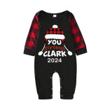 2024 Christmas Matching Family Pajamas Red Plaid Xmas Hat You Serious Clark Letters Black Set With Baby Pajamas