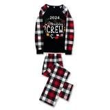 2024 Christmas Matching Family Pajamas Christmas Crew Wreath Black Red Plaids Pajamas Set