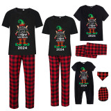 2024 Christmas Matching Family Pajamas Exclusive Design Naughty List Elf Black Pajamas Set